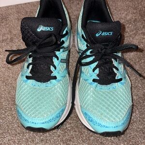 ASICS Black and Blue Athletic Shoes with Breathable Mesh